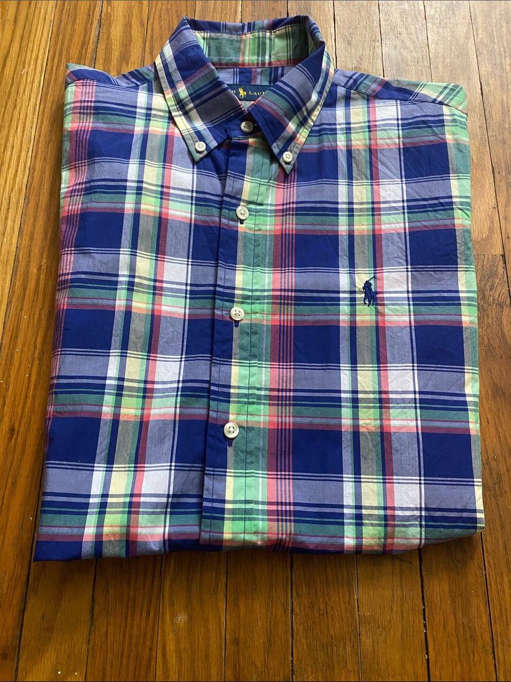 Polo by Ralph Lauren Navy and Green Plaid Button-Down Shirt